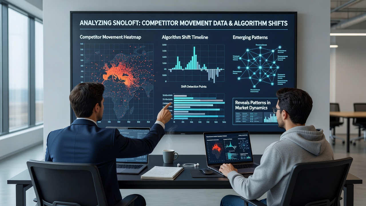 Layered reporting interface in Snoloft showing visibility change timelines and competitor comparison charts